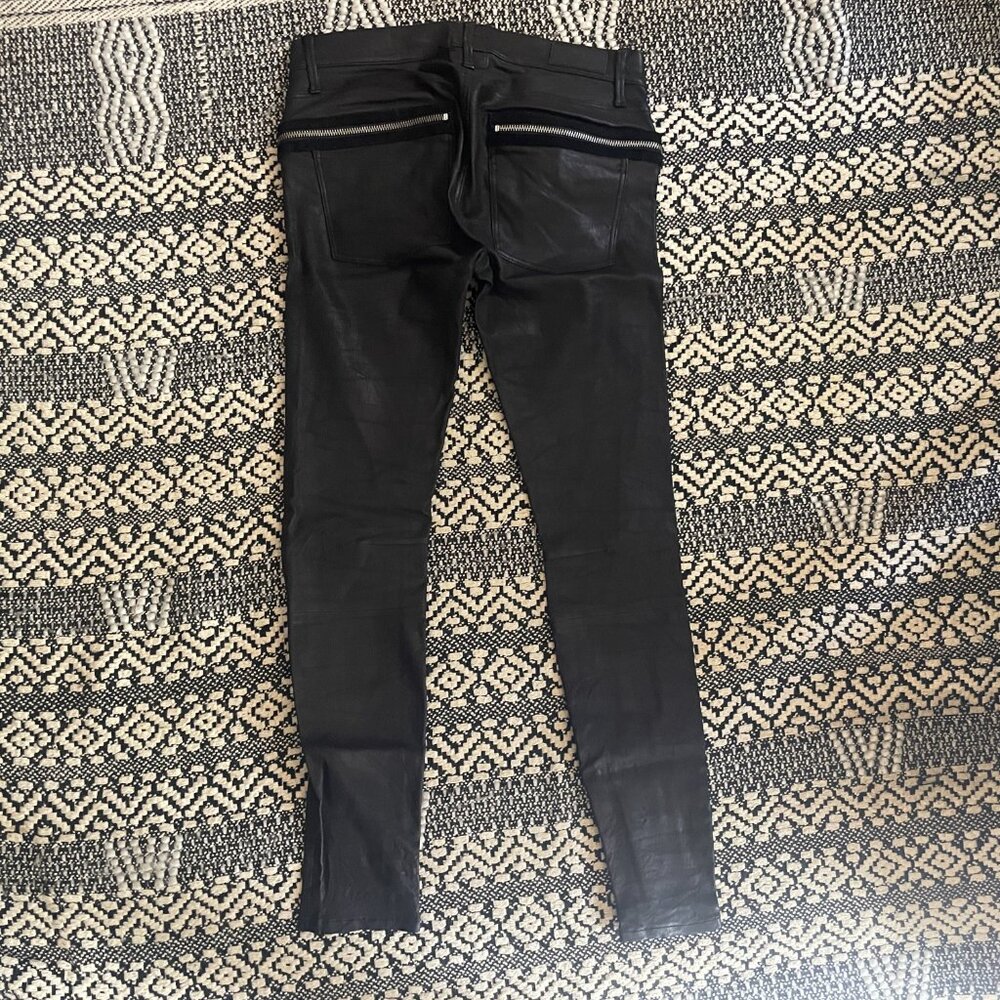 New RtA Black Lamb Leather Zip-Around Designer Pants NWOT Size 25 - Picture 7 of 13